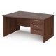 Maestro Panel End Wave Desk with Three Drawer Pedestal